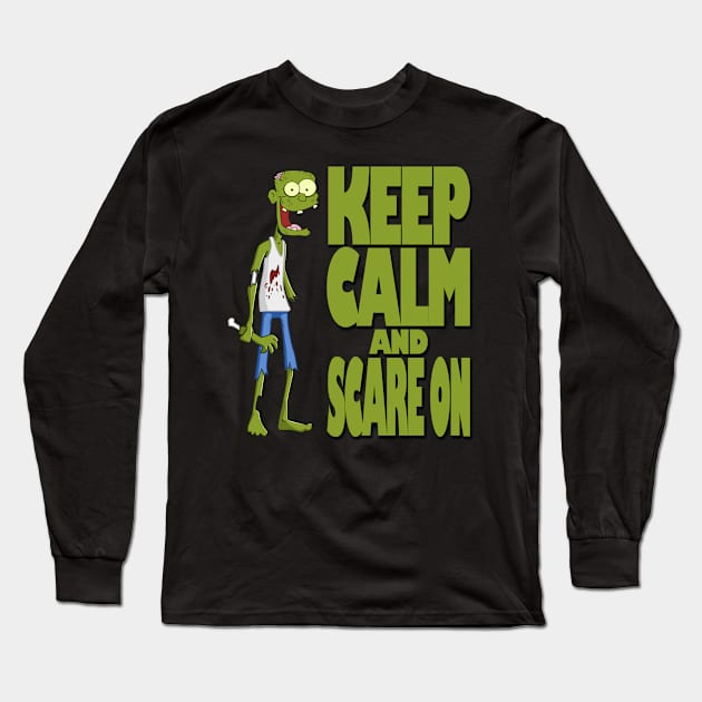 Halloween - Keep calm and scare on Long Sleeve T-Shirt by likbatonboot